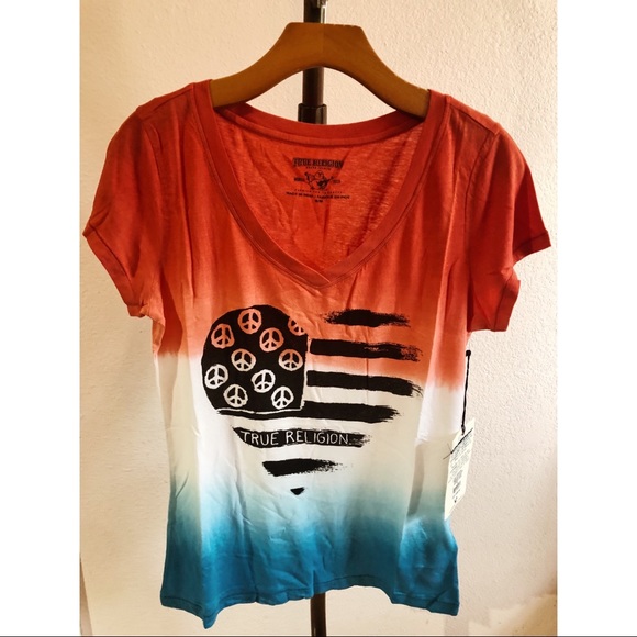 TRUE RELIGION AMERICAN HEART T-SHIRT SZ M - Picture 1 of 7